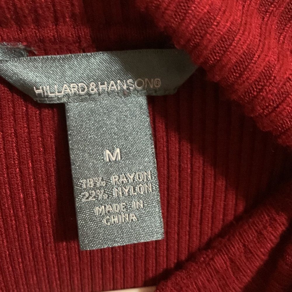Hilliard & Hanson Red Tutttle Neck Size M - Picture 7 of 9